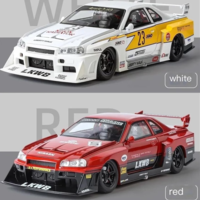 Метална кола с отварящи се врати, светлини и звуци  Nissan Skyline GT-R R34 1:24