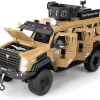 Метален военен джип с отварящи се врати капаци светлини и звуци 1:24