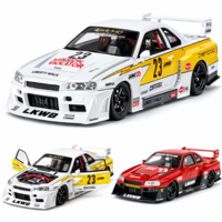 Метална кола с отварящи се врати, светлини и звуци  Nissan Skyline GT-R R34 1:24