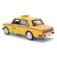 Метална кола с отварящи се врати капаци светлини и звуци Лада / Lada 2106 такси - 1:32