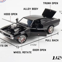 Метална кола с отварящи се врати светлини и звуци Dodge Charger 1970 1:24