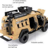 Метален военен джип с отварящи се врати капаци светлини и звуци 1:24