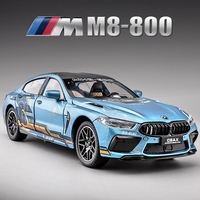 Метална кола с отварящи се врати капаци светлини и звуци BMW M8 MANHART 1:24
