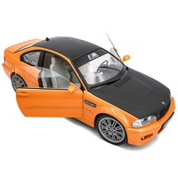 Метална кола BMW E46 M3 COUPE WORKS 2000 ORANGE SOLIDO 1:18