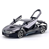 Метална кола с отварящи се врати и капаци светлини и звуци BMW i8 1:24