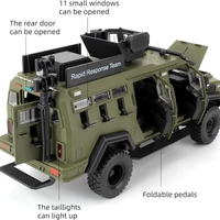 Метален военен джип с отварящи се врати капаци светлини и звуци 1:24