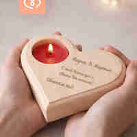 Романтичен подарък за Свети Валентин – свещник с имена и пожелание