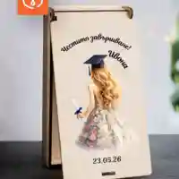 Плик за пари за абитуриентка – дървена кутия с име за бал