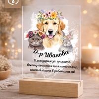Подарък за ветеринарен лекар – персонализиран плакет за благодарност
