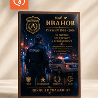 Подарък за пожарникар – Персонализиран плакет за пенсиониране с акварелен портрет | A4 - Copy 0