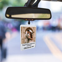 Висулка за кола със снимка | Карай внимателно, обичам те | Идеален подарък за кола