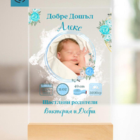 Бебешка визитка за новородено | Подарък за бебе с Име, дата, час, тегло, ръст