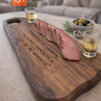 Орехова дъска с чашки за споделени мезета. Гравирана дървена дъска – оригинален подарък за мъж