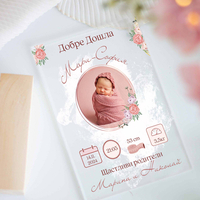 Бебешка визитка с име  |  Подарък за новородено с Име, дата, час, тегло, ръст