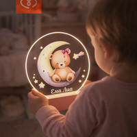 Персонализирана нощна лампа с мече и име за бебе и дете – Подарък за новородено