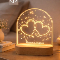 Лампа с имена – романтичен подарък за влюбени | Подарък за гадже – лампа с имена и сърца