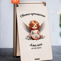 Кутия с име и дата  за кръщене – плик за пари за момиче