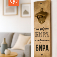 Най-добрата бира е отворената бира | Дървена отварачка с надпис | Подарък за мъж | Рожден ден