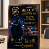 Подарък за пожарникар – Персонализиран плакет за пенсиониране с акварелен портрет | A4 - Copy 0