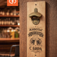 Отварачка за бира с надпис „Животът е по-добър с бира“ | Подарък за мъж