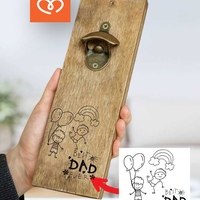 Дървена Отварачка | Подарък Рисунката на детето ви гравирана върху дърво