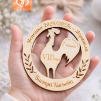 Подарък за ученици и детска градина с лого и имена – персонализирани дървени медали