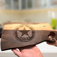 ЦСКА дъска за мезета,  Орехова дъска за подарък, Дървена дъска с лого подарък за футболен фен