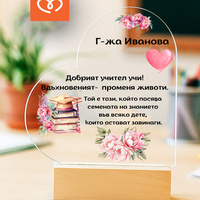 Плакет с пожелание за учител | Персонализиран подарък във форма на сърце