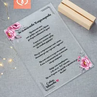 Покана за кумове на сватба – персонализирана прозрачна поканас пожелание