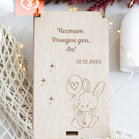 Дървена кутия за пари с име за рожден ден – персонализиран подарък за дете