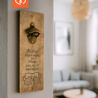 Дървена Отварачка за Стена с Забавен Надпис и Име | Всяка Бира-Гира