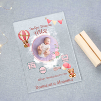 Бебешка визитка за новородено | Подарък за изписване картичка за раждане  | Мече с балони