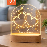 Лампа с имена – романтичен подарък за влюбени | Подарък за гадже – лампа с имена и сърца