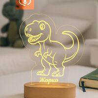 Персонализирана Дино LED нощна лампа с име — Динозавър за детска стая | Тирекс