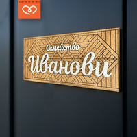 Дървена табела за врата с име, фамилия – Персонализирана табела