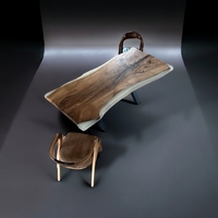 ✔ ръчно изработена епоксидна маса „Бяла Перла“ от орехово дърво