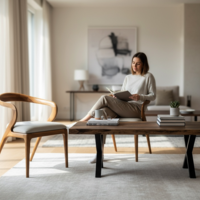 Луксозна холна маса от орех с епоксид – 120×70 см