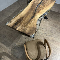 ръчно изработена прозрачна епоксидна маса от орех – 200/100 см