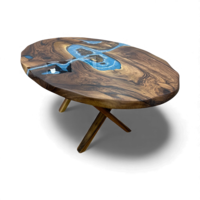 Ocean Depth – Ръчно изработена елипсовидна маса с морски епоксиден ефект