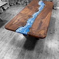 Ръчно изработена маса от масивно дърво с епоксиден морски ефект– LogeniWood (Custom Made)