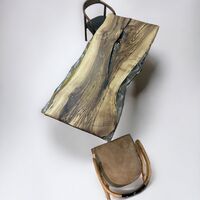 ръчно изработена прозрачна епоксидна маса от орех – 200/100 см