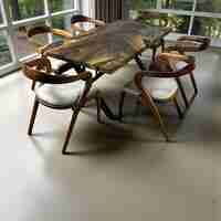 Луксозна орехова маса с епоксид – 180×90 см