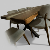 Епоксидна трапезна маса от масивен орех – млечно бял речен ефект