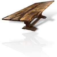 Ръчно изработена маса от масивно дърво Live Edge с естествени цепнатини