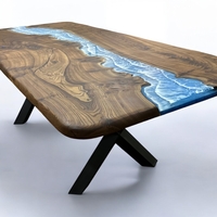 Ръчно изработена маса от масивно дърво с епоксиден морски ефект– LogeniWood (Custom Made)