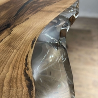 ръчно изработена прозрачна епоксидна маса от орех – 200/100 см