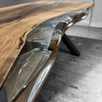 ръчно изработена прозрачна епоксидна маса от орех – 200/100 см