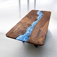 Ръчно изработена маса от масивно дърво с епоксиден морски ефект– LogeniWood (Custom Made)