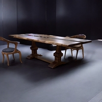 Ръчно изработена маса от масивно дърво Live Edge с естествени цепнатини