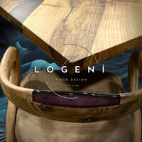 Маса от естествено дърво с черна епоксидна смола – Модерен дизайн, X-основа